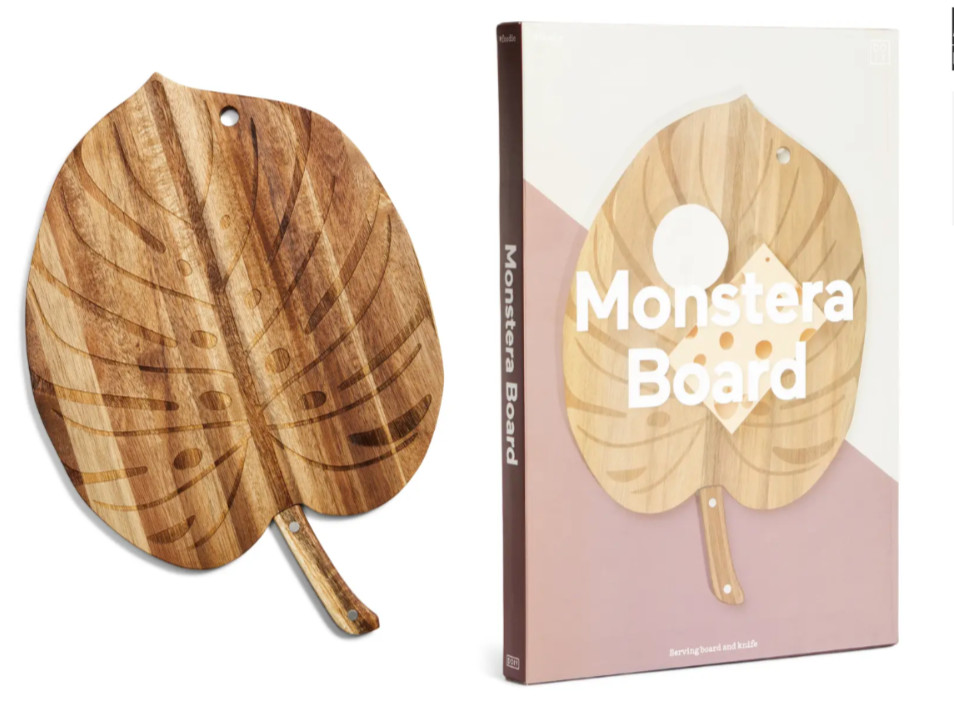 Доска для нарезки сыра DOIY Monstera из листьев акации и дерева DOIY Monstera, набор из 2 предметов, 16 x 11