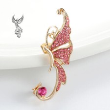 New Fashion Gold Plated Fuchsia Rhinestone Butterfly Ear Cuff 53mm 351
