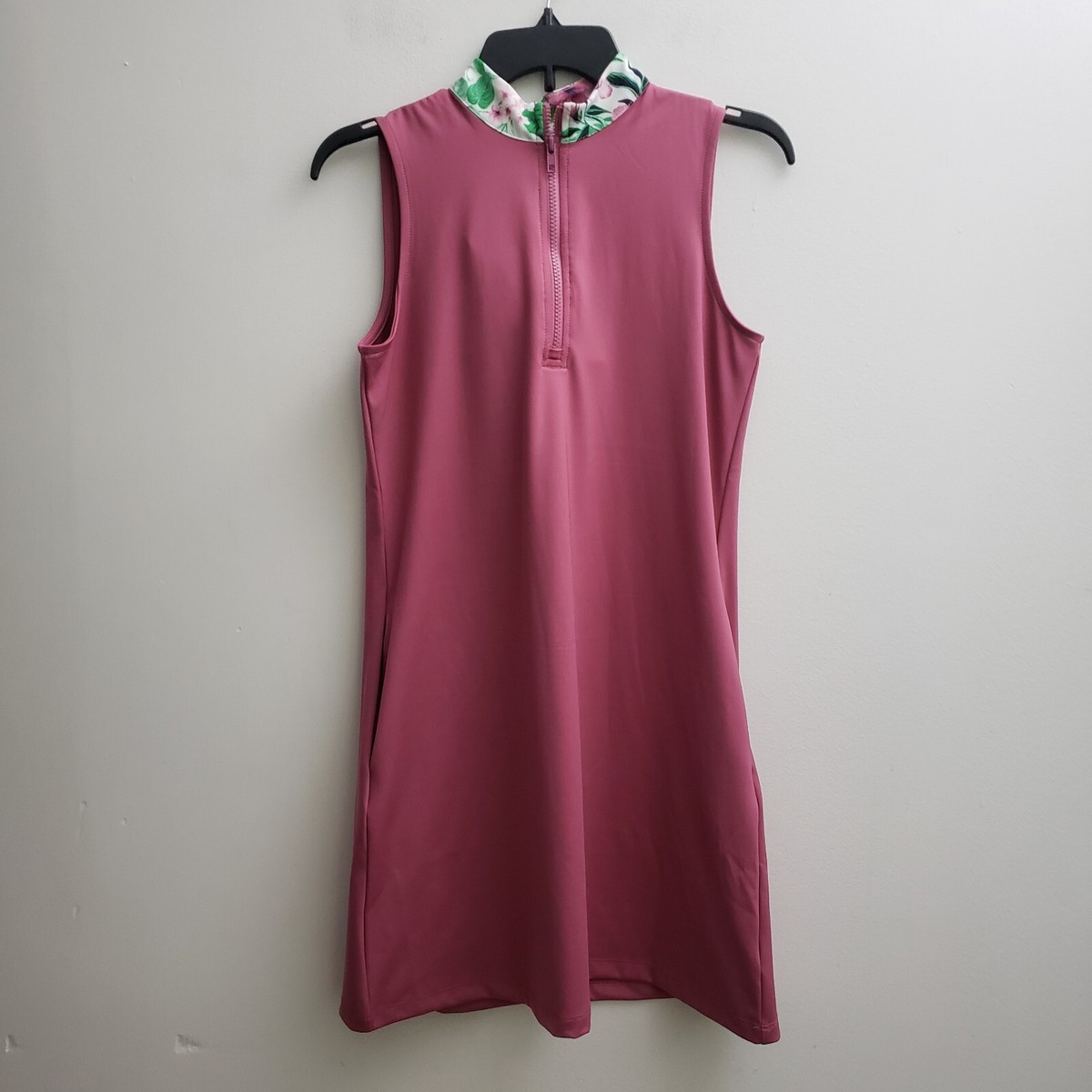 pink golf dress Polo Collar Zipper Tennis Dresses Navy Athletic Dresses dry clean or bleach Pink golf dress