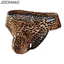 JOCKMAIL Men leopard snake print  Briefs Pouch Thong Jockstrap Bikini Underwear