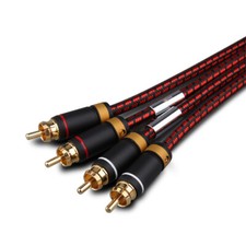 Primeda Audiophile Subwoofer Audio Cable 2 Male to 2 Male RCA Hi Fi Braided Red