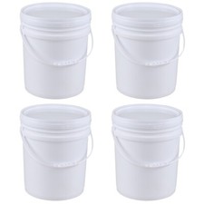7 Gallon Plastic Buckets Pails with Lids Food Grade BPA Free  4 Pack, White 