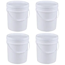 7 Gallon Plastic Buckets Pails with Lids Food Grade BPA Free ( 4 Pack, White)