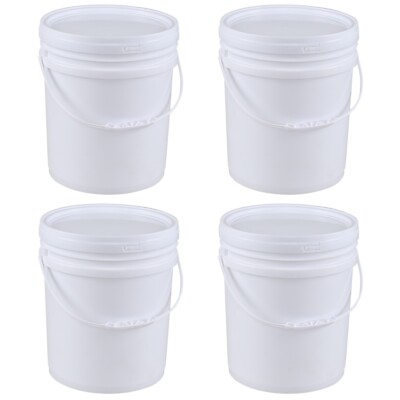 7 Gallon Plastic Buckets Pails with Lids Food Grade BPA Free ( 4 Pack, White)
