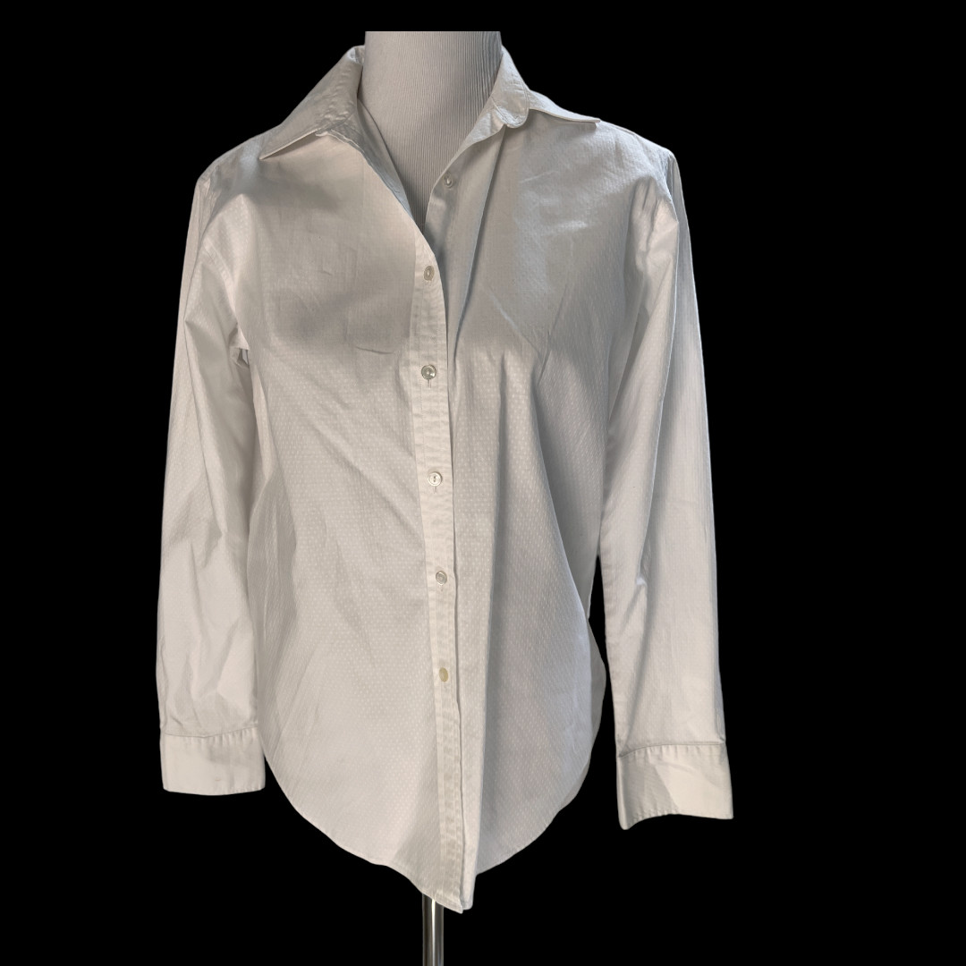 Calvin Klein Women's White Button Down Shirt Size 4 Gem