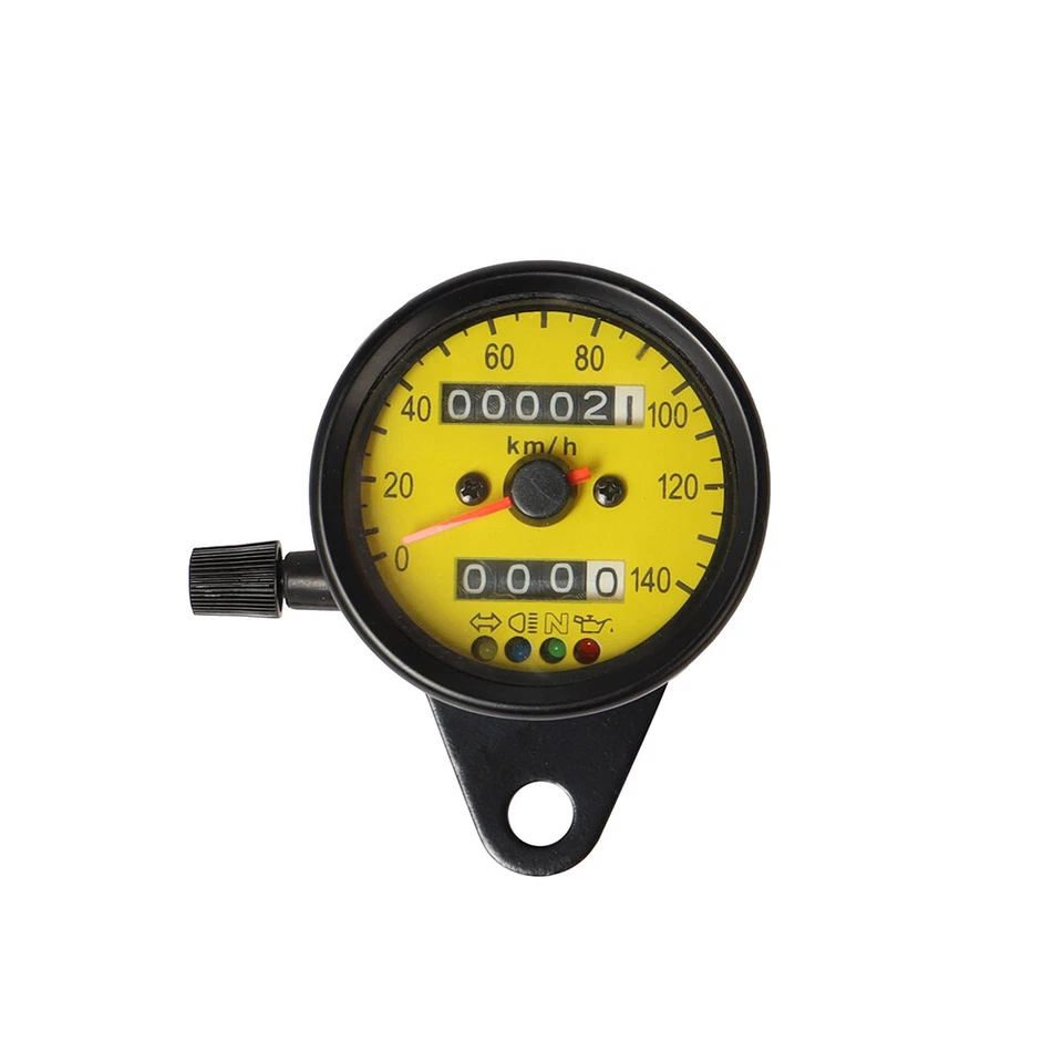 Dual Odometer Motorcycle Retro LED Backlight KM/H Speedometer Gauge Universal   - Image 2 of 4