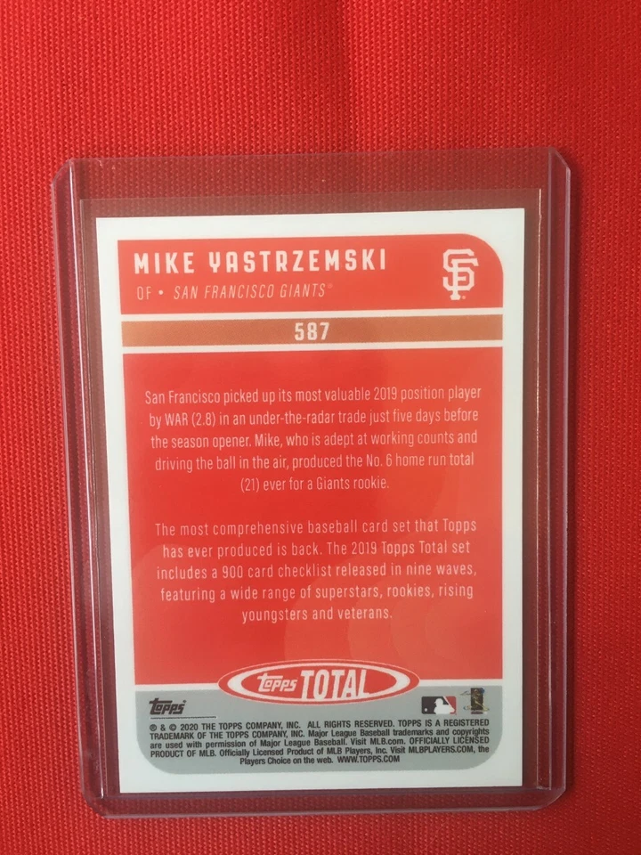   MIKE YASTRZEMSKI 2020 TOPPS TOTAL #587  RED PARALLEL  05/10 - Image 3 of 3