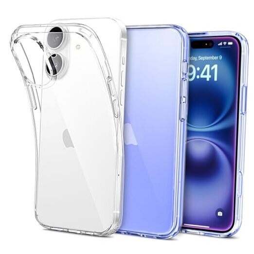 Compatible with iPhone 16 Plus Case Soft Transparent TPU Bumper Cover, Clear