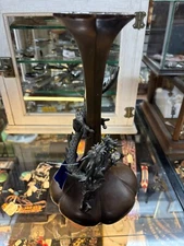 Antique 19th century Japanese Genryusai Seiya dragon bronze Meiji vase statue