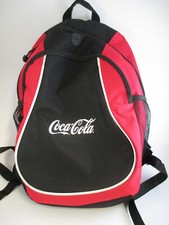 Coca-Cola Backpack Red and Black with Script Logo Mesh Side Pockets AS IS