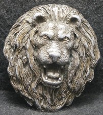 XD09125 VINTAGE 1980 CUT-OUT  LION HEAD  BIG CAT WILDLIFE ARTWORK BELT BUCKLE