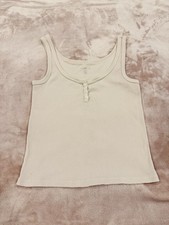 Brandy Melville Beige Ribbed Knit Button-Front Camisole Tank Top Size S