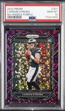 2022 PANINI PRIZM NO HUDDLE PURPLE #307 CARSON STRONG 22/35 PSA 10