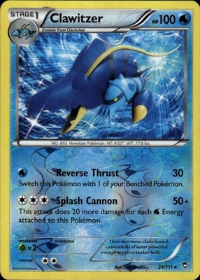 Clawitzer 24/111 Holo Rare Furious Fists Pokemon Reverse Holo Lightly Played