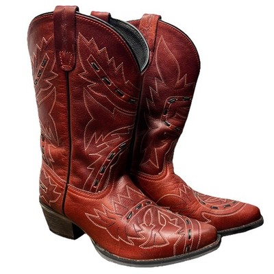 Dan Post Sidewinder Red Leather Western Boots Snip Toe Youth Girls 3.5 DPC 3135