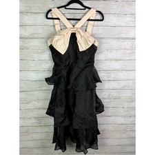 Lulus Black Tiered Cocktail Dress with Cream Bow Size Large