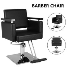 Hydraulic Barber Chair Salon Beauty Hair Styling Chair Square Base Black Color 