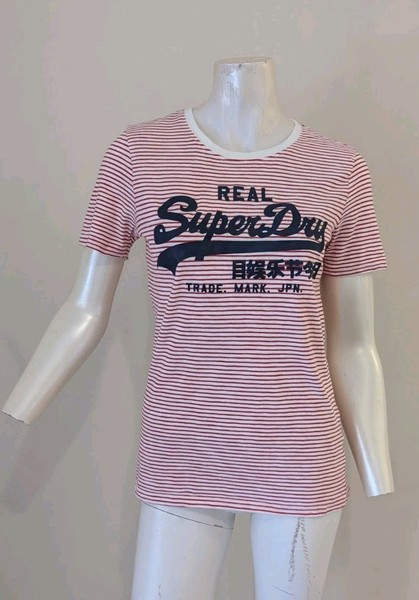 Ladies size 8 Superdry red & white striped tee by Superdry.