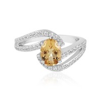 Cavill Damen Ring Silber 925 Platin Gelber Beryll Oval 0,94Ct Zirkon