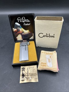 Vintage Colibri Firebird Pipette Butane Pipe Lighter W/ Box & Papers. ML