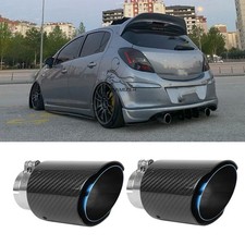 For Opel Corsa D Carbon 2.5" In 3.5" Out Carbon Exhaust Pipe Tips Tail Muffler