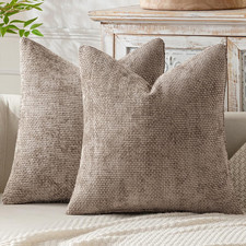 Pack of 2 Couch Throw Pillow Covers 18x18 Inch Light Khaki Boho Accent Decorativ