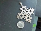vtg heavy Taxco pendant 20 gram large Sterling mexican crusader Bethlehem cross — photo 9