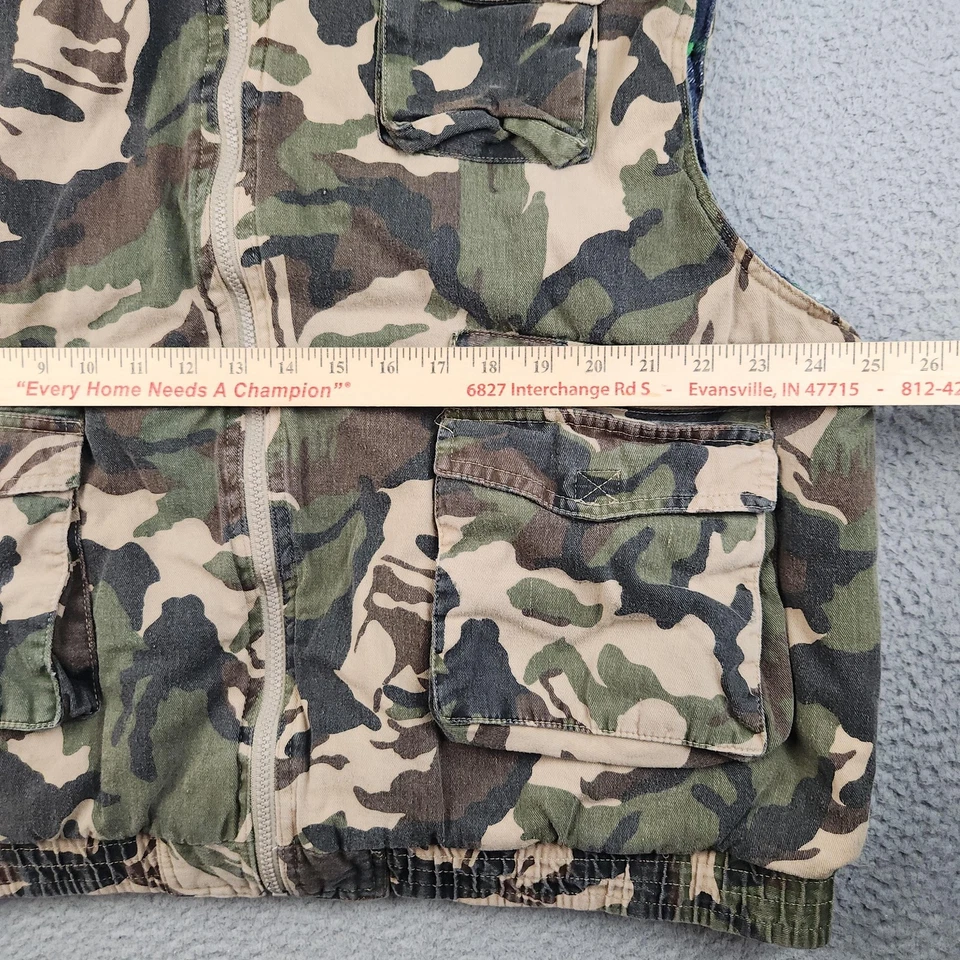 Mens 2XL Camo Camouflage Hunting Outdoor Multi Pocket Flannel Lined Zip Vest - Image 4 of 4