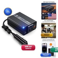 BESTEK 200W Power Inverter 12V to 110V Car Adapter PD 30W USB-C QC18W USB-A