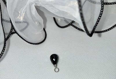  Amor Schwarzer Facettierter Spinell-Tropfen Anhänger 925 Silber Von Amor