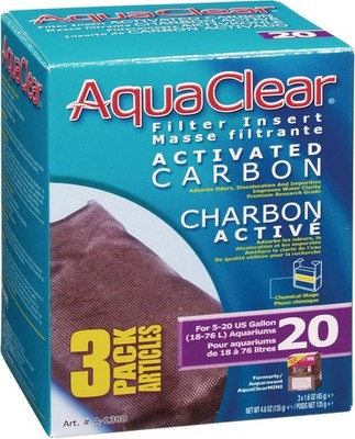 AquaClear 20 Activated Carbon Inserts Aquarium Filter Replacement Media 3-Pack