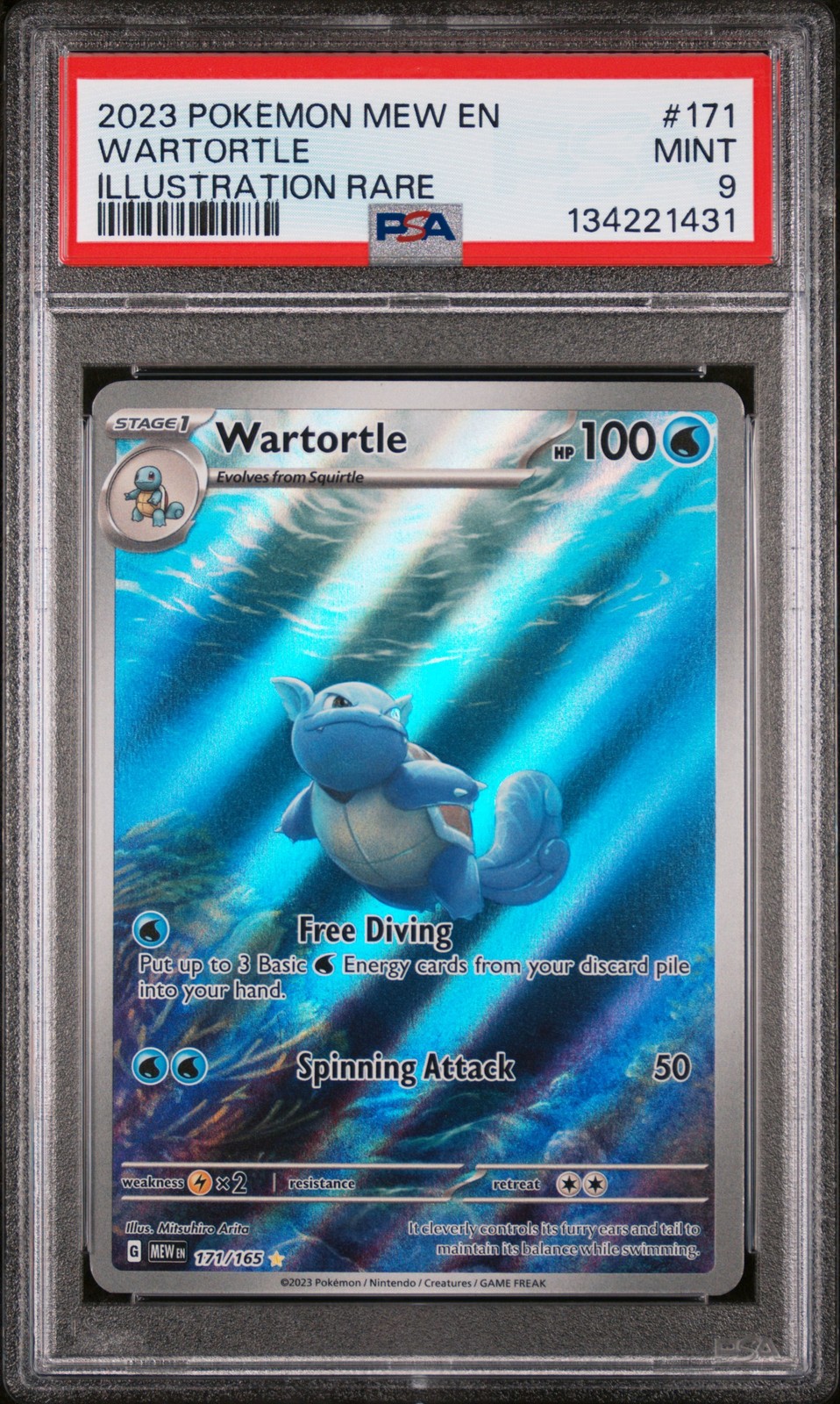 2023 POKEMON MEW EN-151 ILLUSTRATION RARE #171 WARTORTLE PSA 9