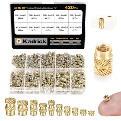 420Pcs M3 M4 M5 Threaded Inserts Assortment Kit for 3D Printing Components, Metr