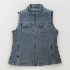 L.L. Bean Vtg Flannel Lined Full Zip Blue Vest Women s Small Regular