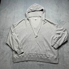 American Eagle Hoodie Womens Gray Jegging Fit Oversized V-Neck Sweatshirt L