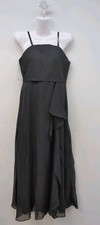 Womens A Line Spaghetti Straps Sleeveless With Ruffle Detail 14 Black