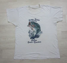 Vintage 1980s Santee Cooper Country South Carolina Bass Fishing T Shirt (M) Fish