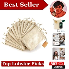 12-Pack Organic Cotton Reusable Produce Bags - Eco-Friendly 5x7 Drawstring Sacks