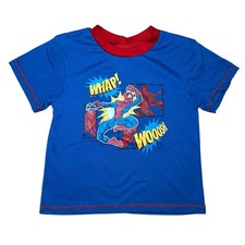 Vintage 2005 Kids Marvel Spider Man T Shirt Blue Red Comic Short Sleeve Size S
