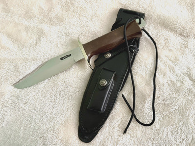 RANDALL KNIFE KNIVES BUXTON FIGHTER, SS, BROWN MIC., #433, BLACK SHEATH, NEW