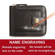 Name Customized Men Wallets Zipper Coin Pocket New Short Male Card Holder Photo