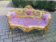 Sofa French Louis XVI Blush Velvet Gilded Beech Settee Vintage