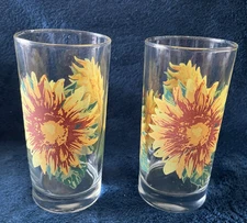Libbey Crisa Sunflower Iced Tea Tumbler, 6", 16 Ounces, Set of 2