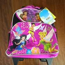 Disney Fairies Tinker Bell Small Rolling Backpack Wheels Floral Zip 13 inch