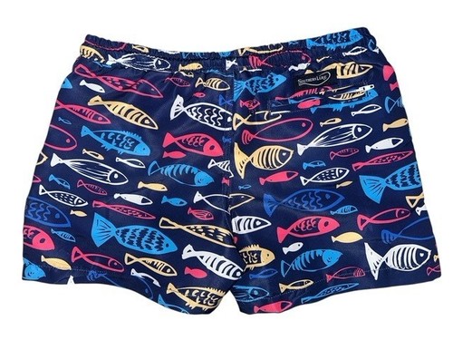 Southern Lure Swim Trunks Boys size Y7 Youth Seven Blue Fish Zipper Pocket - Picture 3 of 3