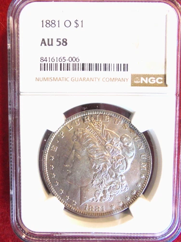 1881 O MORGAN SILVER DOLLAR NGC AU58 Very Sharp Coin