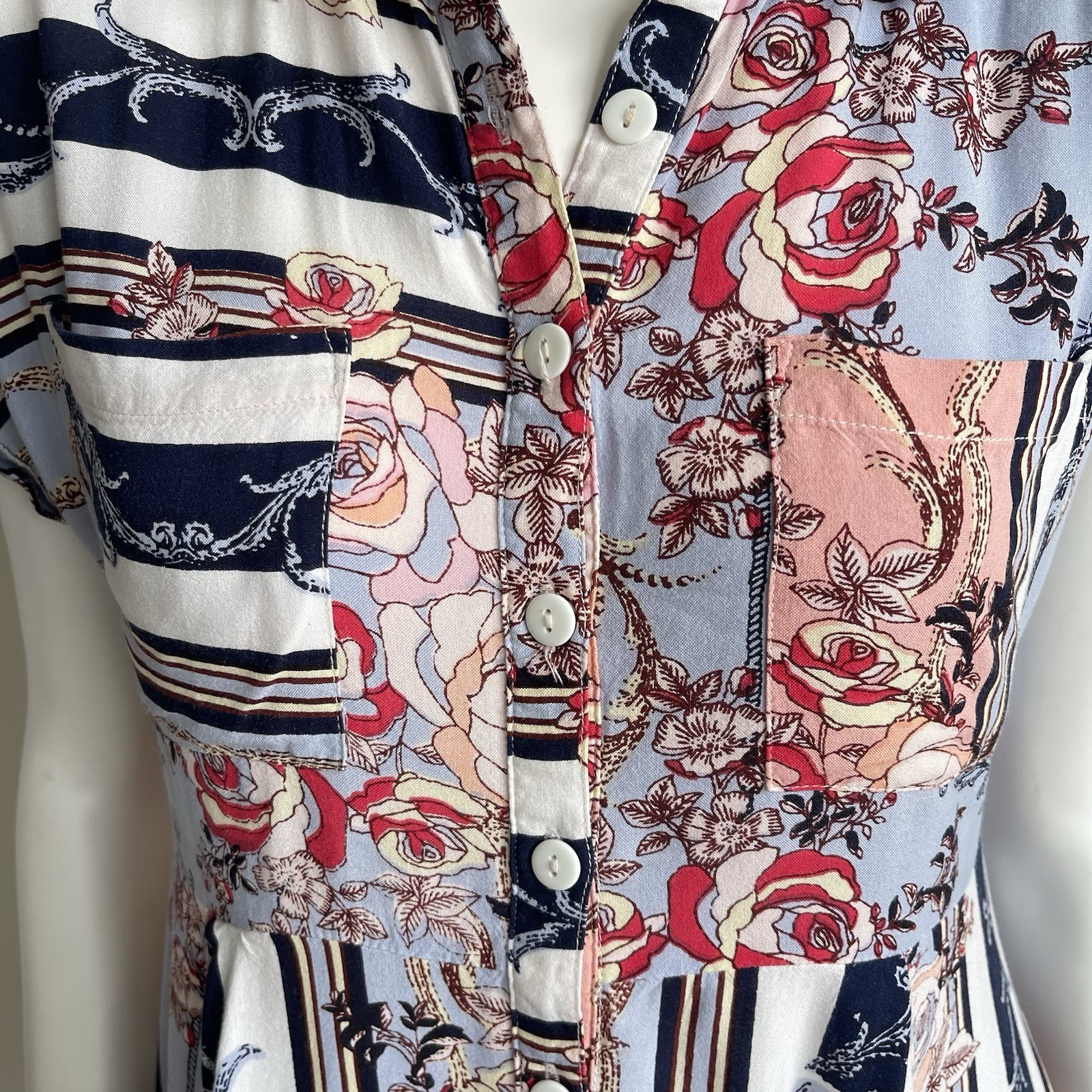 LOV by Westside Patchwork Mixed Print Floral Boho… - image 4