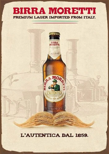 Birra Moretti Sign Vintage Italian Beer Aluminum Sign 8x12 Size Decor