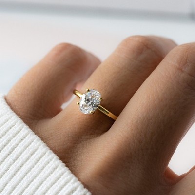 1.1CT Oval Lab-Grown Diamond 10K Gold Multi Occasion Women Ring