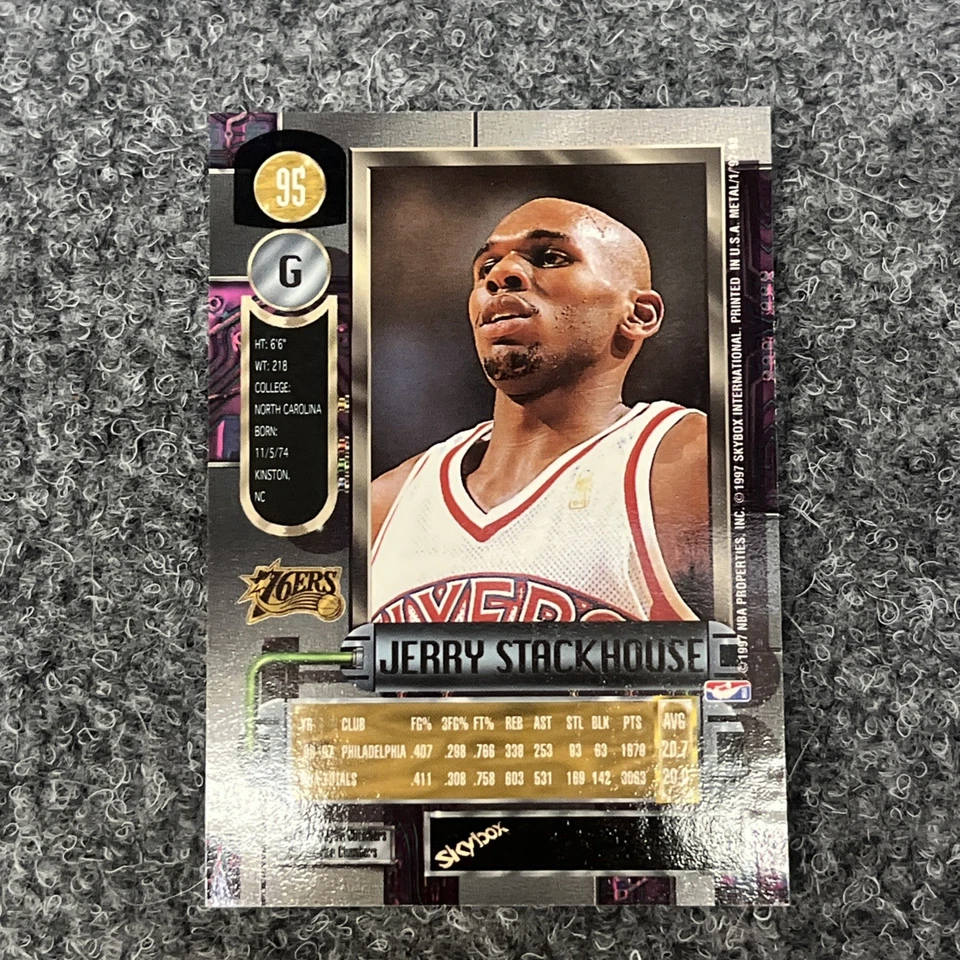 1997-98 Skybox Metal Universe Philadelphia 76ers #95 Jerry Stackhouse - Image 2 of 2